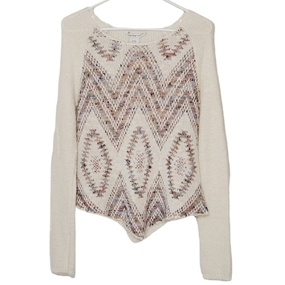 7117 * American Rag Aztec Tribal Print Sweater Cream Tan Size XS - Picture 1 of 9